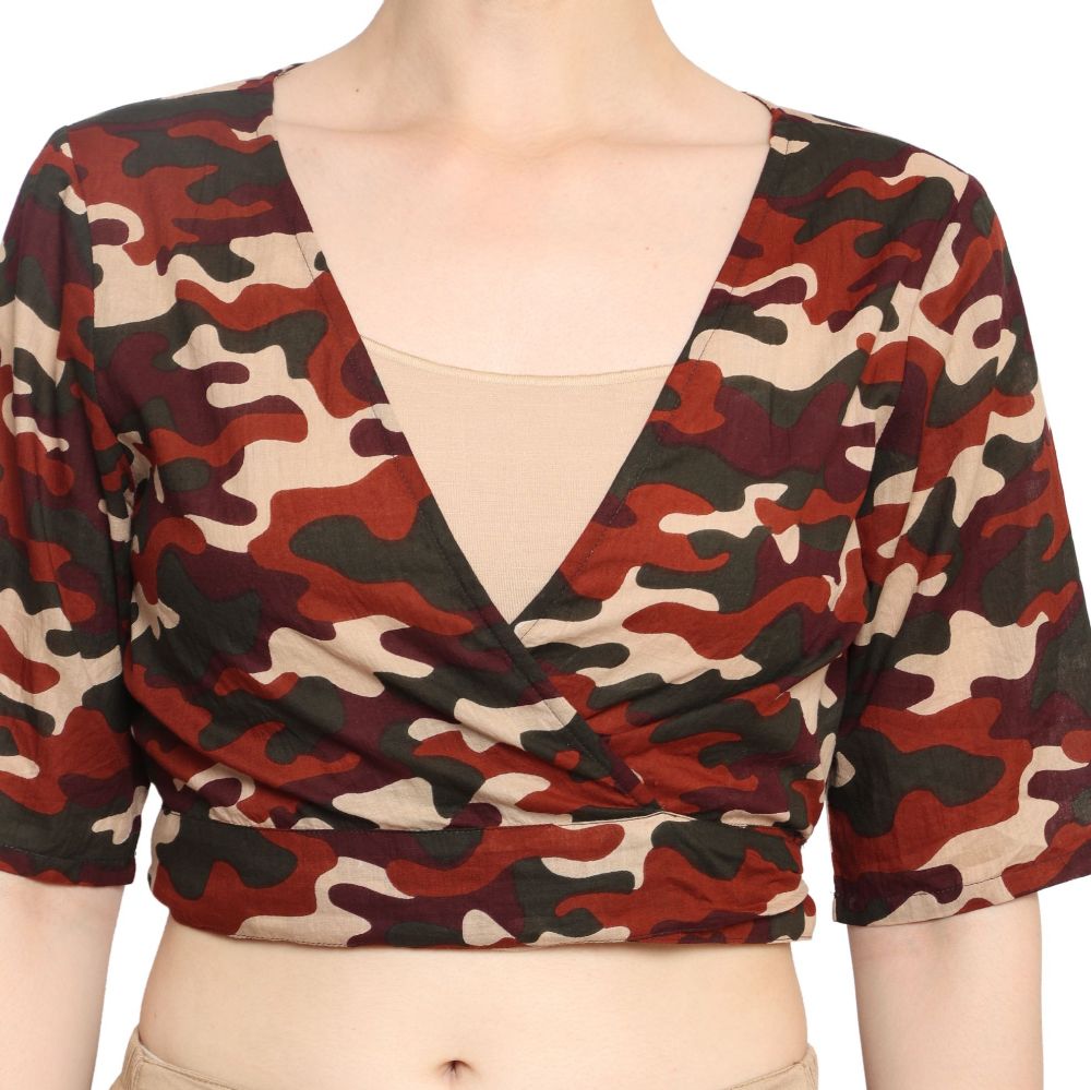 Picture of Frenchtrendz Women's Military Print Wrap Crop Top